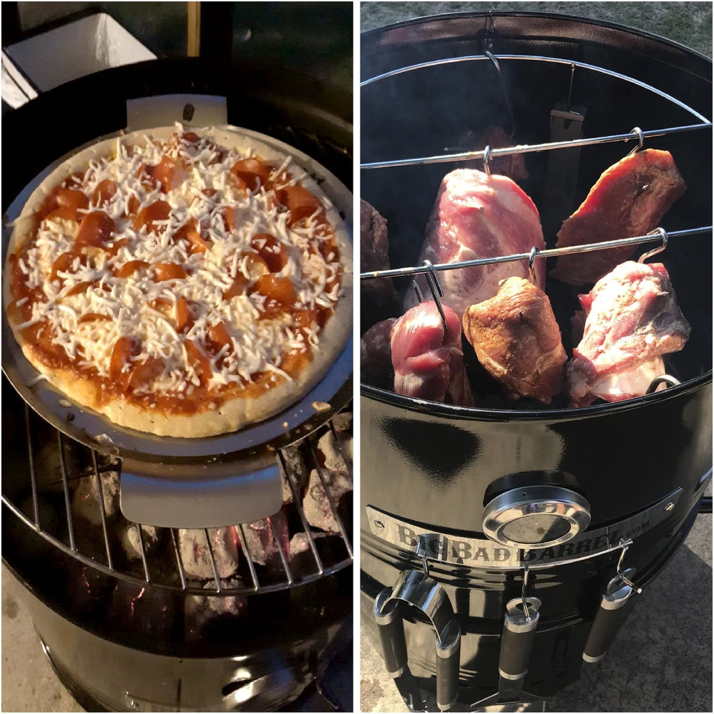 Big Bad Barrel BBQ Smoker Grill 5 in 1 Barrel can be used as a Smoker, Grill, Pizza Oven, Table and Fire Pit