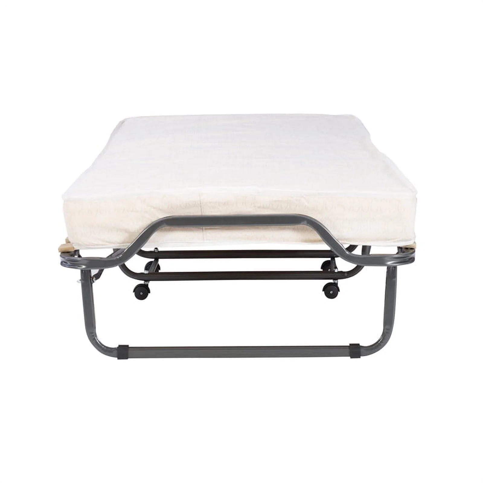 Riverbay Furniture Metal Folding Bed with Memory Foam Mattress in Beige