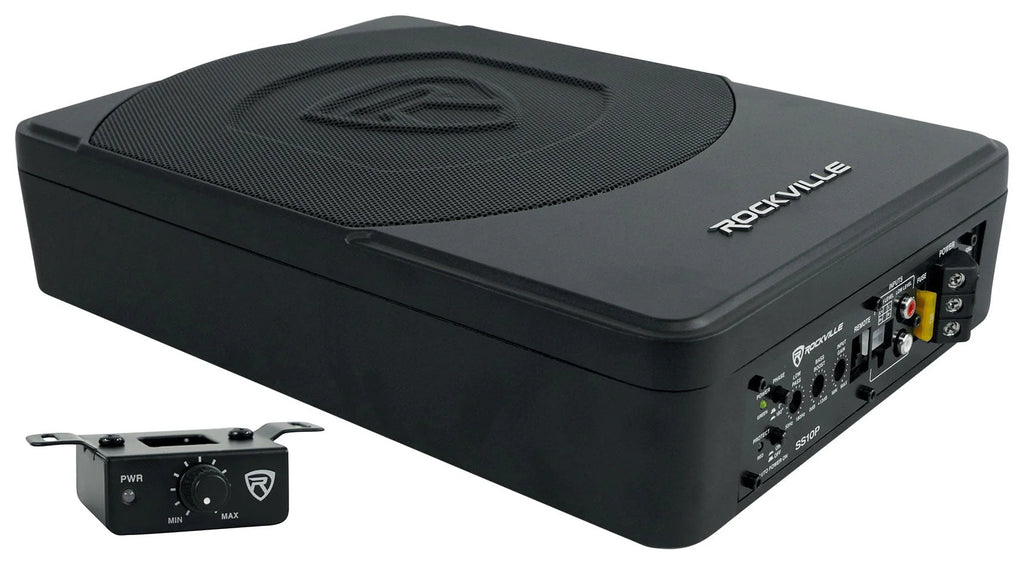 Rockville SS10P 10" 800w Slim Under-Seat Powered Car/Truck Subwoofer Sub+Amp Kit