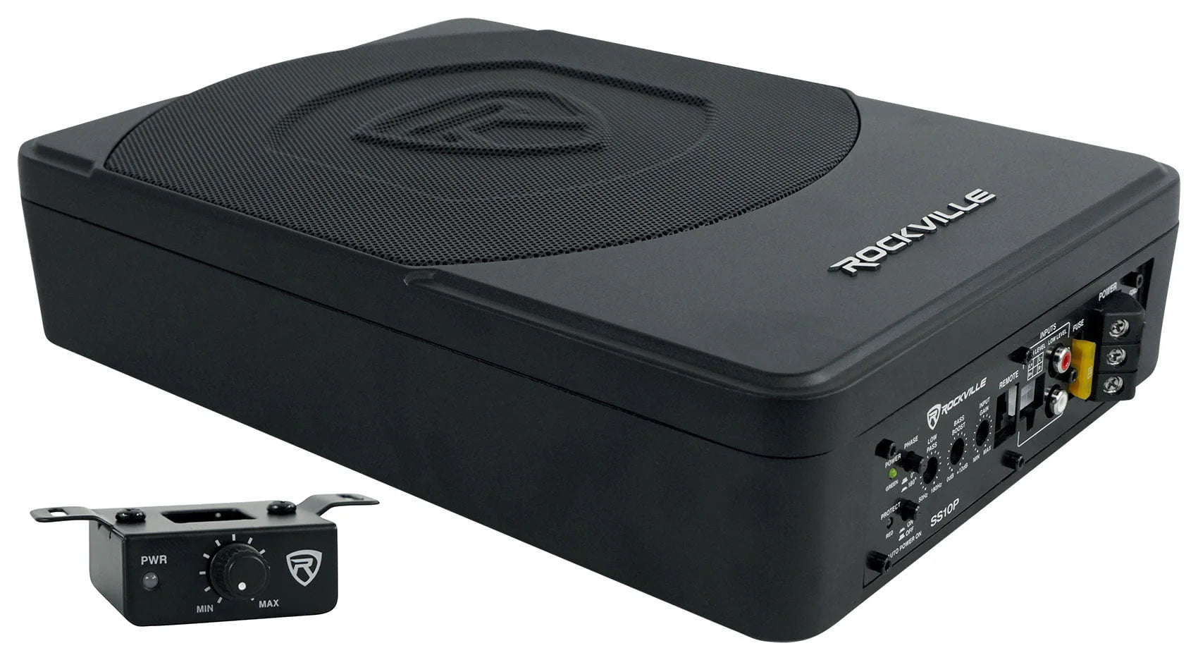 Rockville SS10P 10" 800w Slim Under-Seat Powered Car/Truck Subwoofer Sub+Amp Kit
