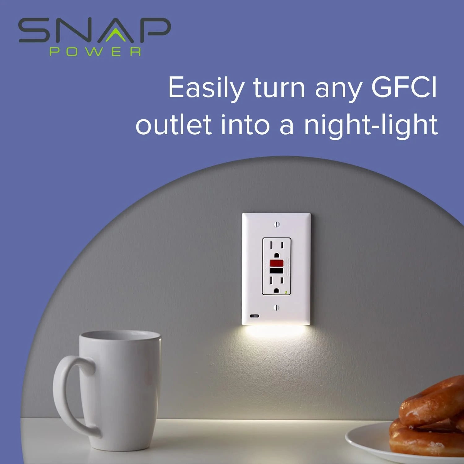 6 Pack - SnapPower GuideLight 2 [For Duplex Outlets] - Replaces Plug-In Night Light - Electrical Receptacle Wall Plate With LED Night Lights - Auto On/Off Sensor - (Duplex, White)