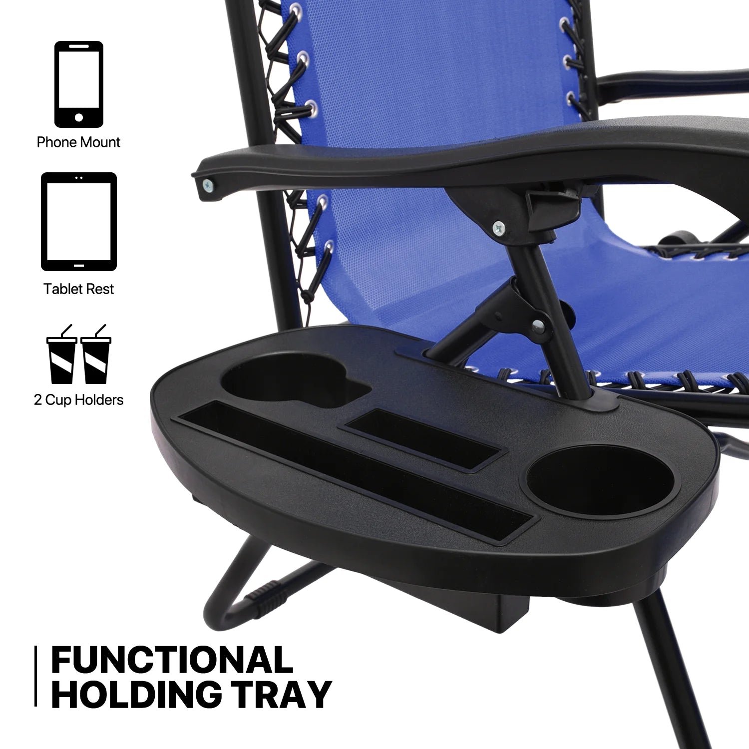 MoNiBloom Zero Gravity Chairs Set of 2, Folding Outdoor Patio Beach Recliner with Canopy Shade & Headrest, Black
