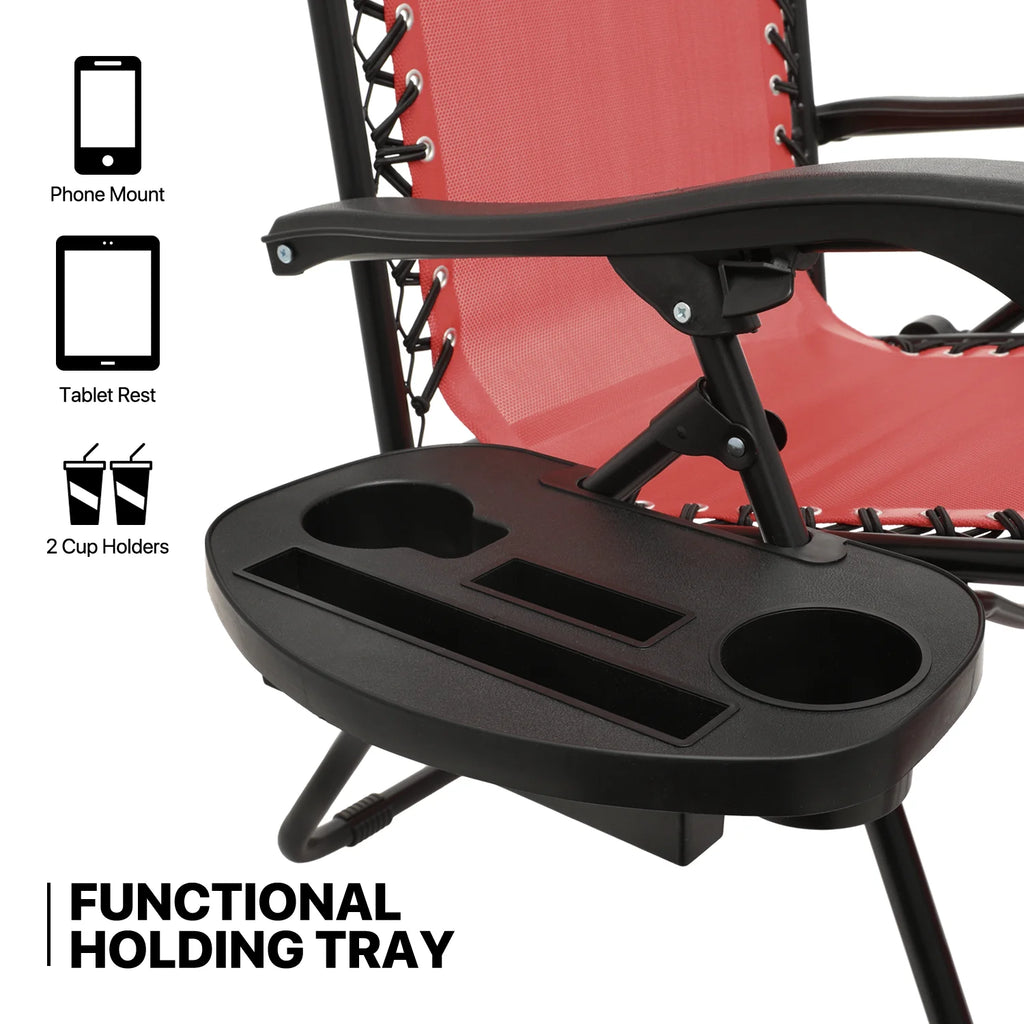 MoNiBloom Zero Gravity Chairs Set of 2, Folding Outdoor Patio Beach Recliner with Canopy Shade & Headrest, Black