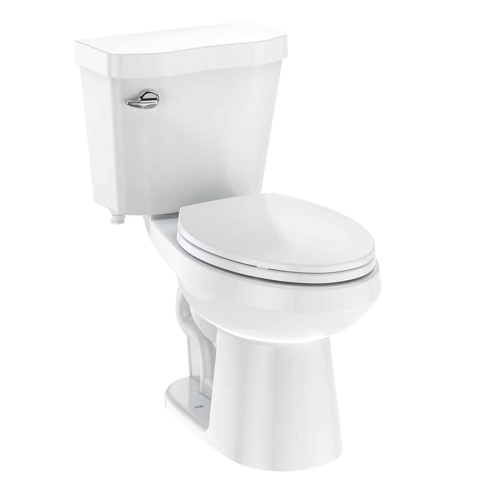 Two-Piece Elongated 1.28 GPF Siphonic Flush Toilet with Soft Close Seat, Universal Height ADA Cotton White (Toilet Seat Included)