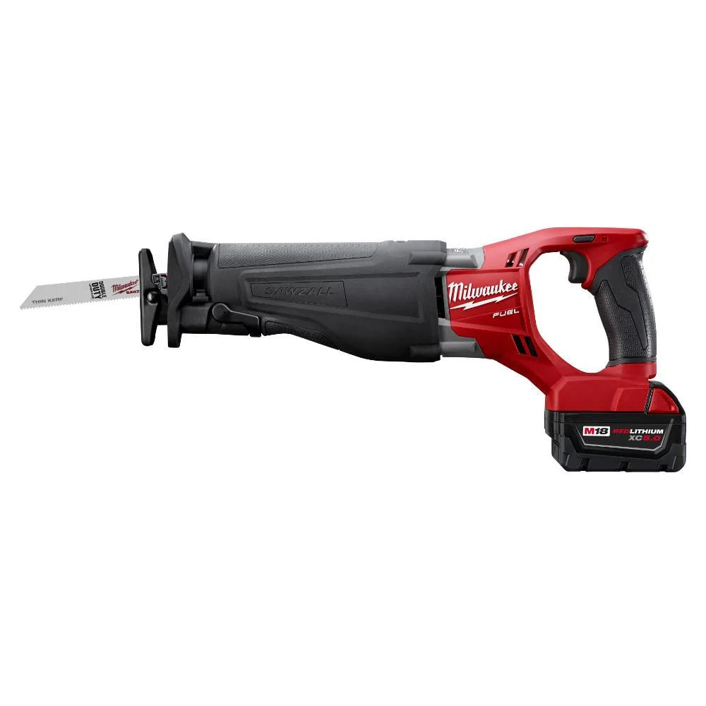 Milwaukee M18 FUEL 18-Volt Lithium-Ion Battery Combo Set (10-piece) with brushless motor, 2025, including 2 x 5.0 Ah batteries, charger and 2 tool bags.