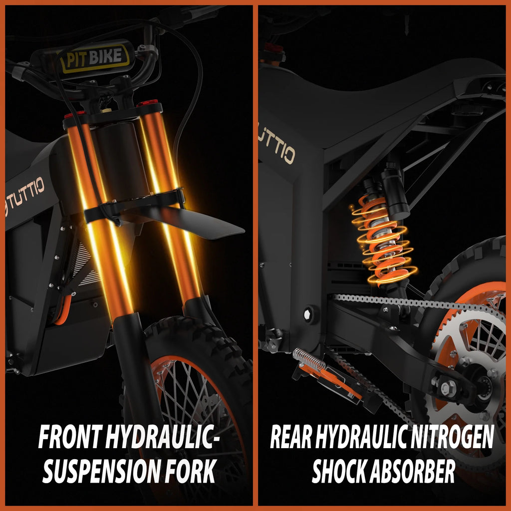 TUTTIO Soleil01 2000W Electric Dirt Bike Adult, 48V 21AH 37MPH, Electric Motorcycle 14"&12"Tire Off-Road Dirt EBikes Full suspension