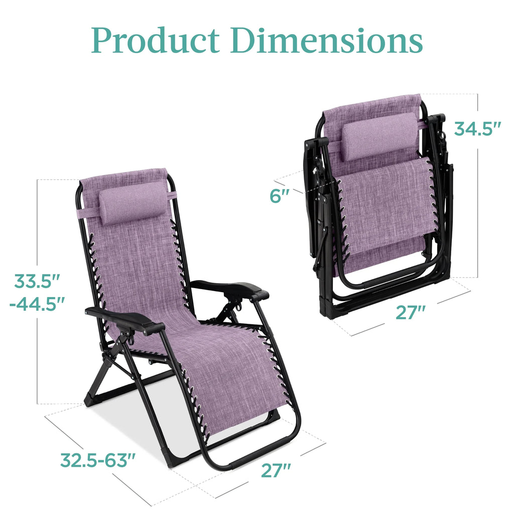 Best Choice Products Oversized Zero Gravity Chair, Folding Recliner w/ Removable Cushion, Side Tray - Fossil Gray