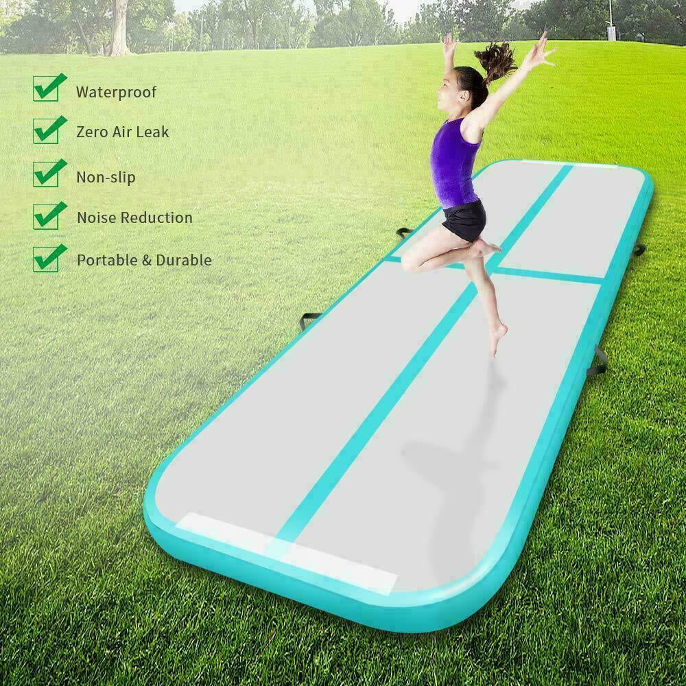 Fbsport Green 4m*1m*0.1m Inflatable Air Track Tumbling Gymnastic Mat Floor Home Training Yoga W/ Pump