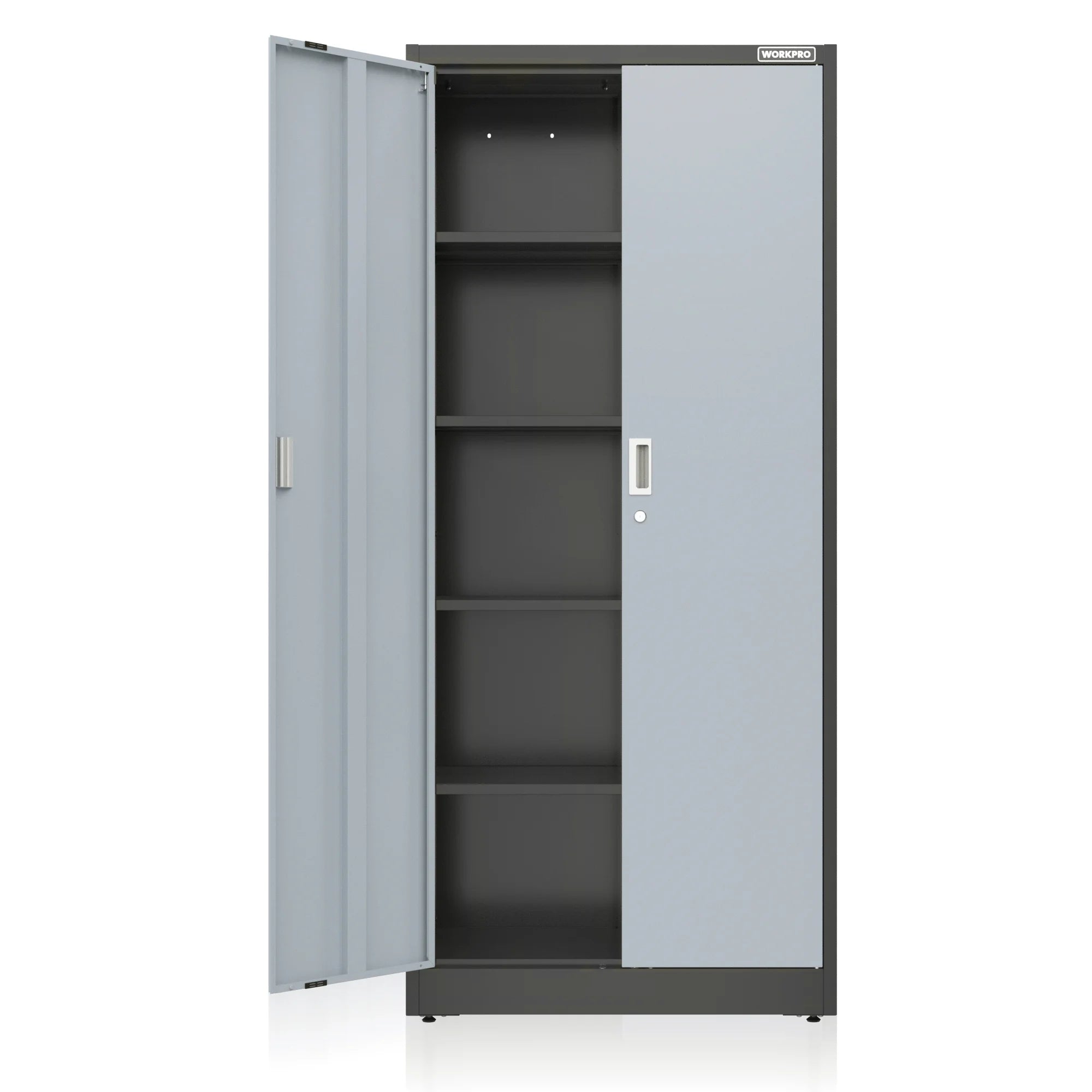 WORKPRO Metal Garage Storage Cabinet with Locking Doors and Adjustable Shelves,71 inches Tall Storage Cabinet for Tools, Office, Home, Shops (Black), Solid Packed