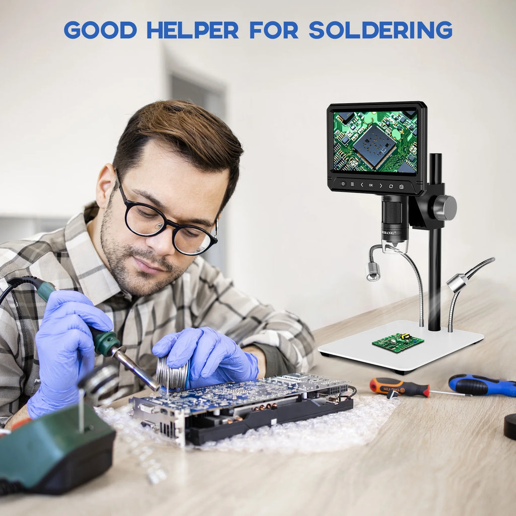 BEBANG 7" LCD Digital Microscope, 1200X Soldering Microscope for Error Coins Adults Kids, Windows, MacOS