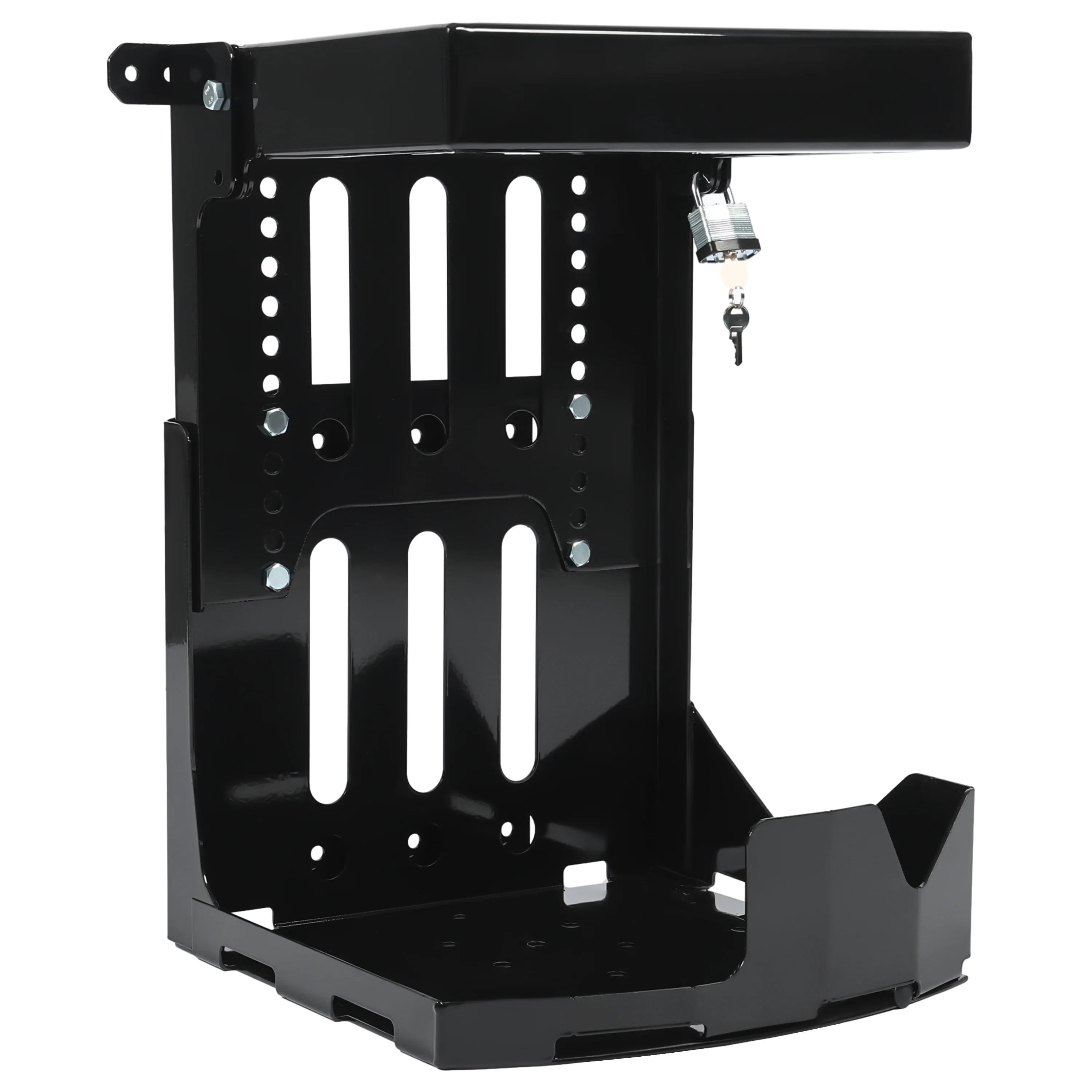 KOJEM Backpack Blower Rack Holder with Lock Fit for Backpack Leaf Blowers Fit for Open and Enclosed Landscape Trailer & Truck Adjustable