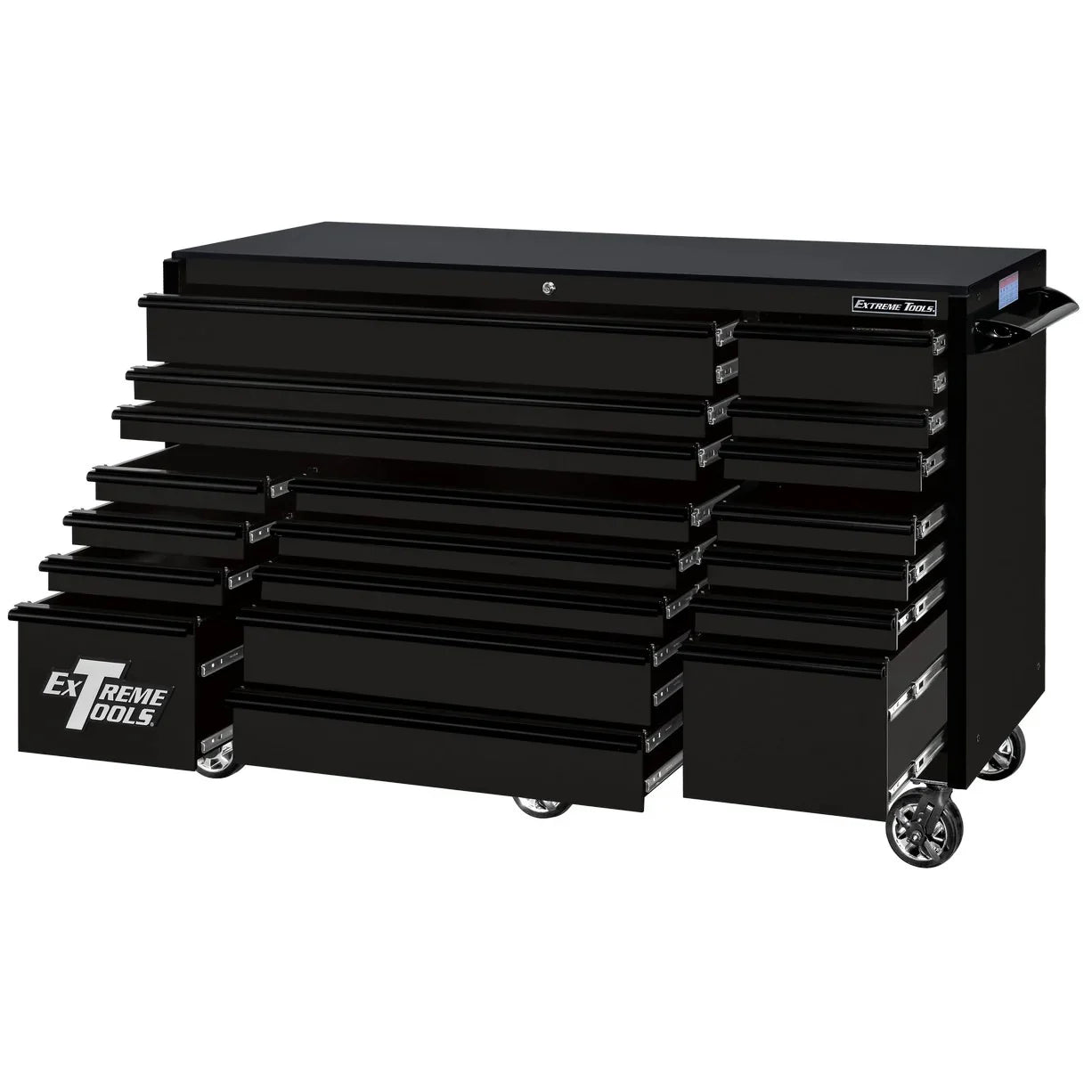 Extreme Tools RX250 Series 72-inch x 30-inch Rolling Cart �C 19 Drawers �C 250 lb Drawer Slides