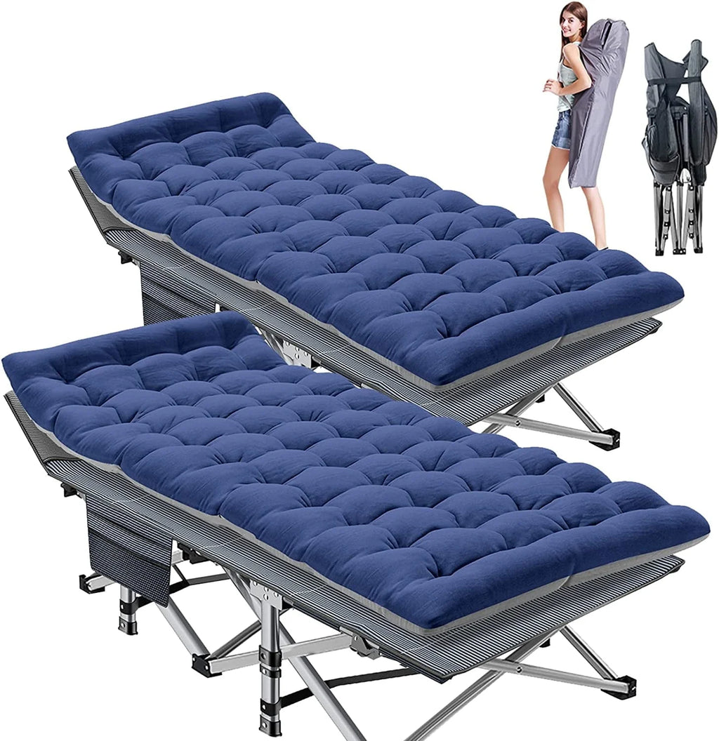 Slsy 2 Pack Folding Bed Cot with 3.3 Inch 2 Sided Mattress, 75"* 28" Folding Camping Cots with Carry Bag, Portable Sleeping Cot Guest Bed