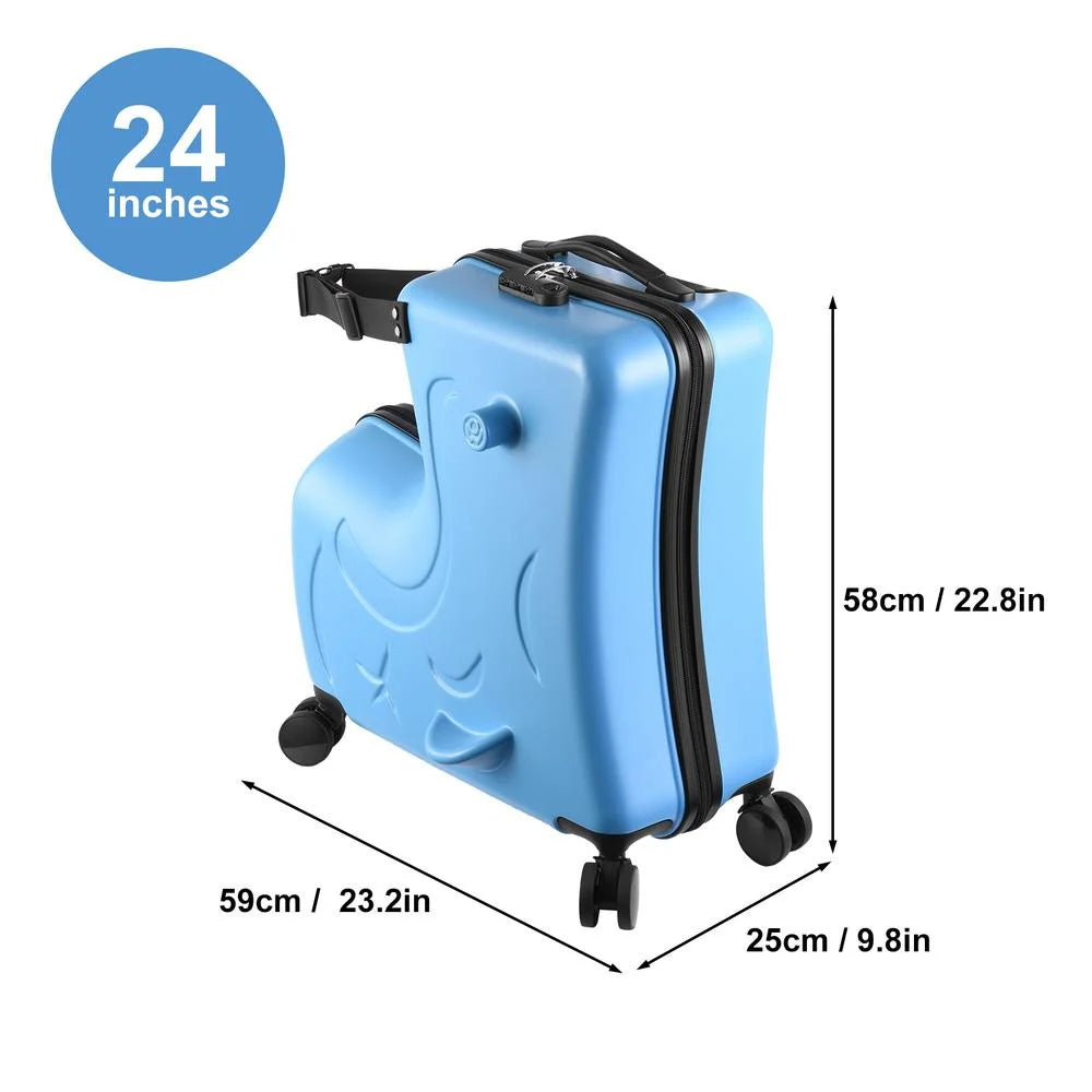 VAHIGCY Kids Luggage, Kids Ride-on Luggage with Spinner Wheels Suitcase, Kid's Ride-On Suitcase Help Your Child Relax, Carry On Trolley Luggage with Password Lock, 20"