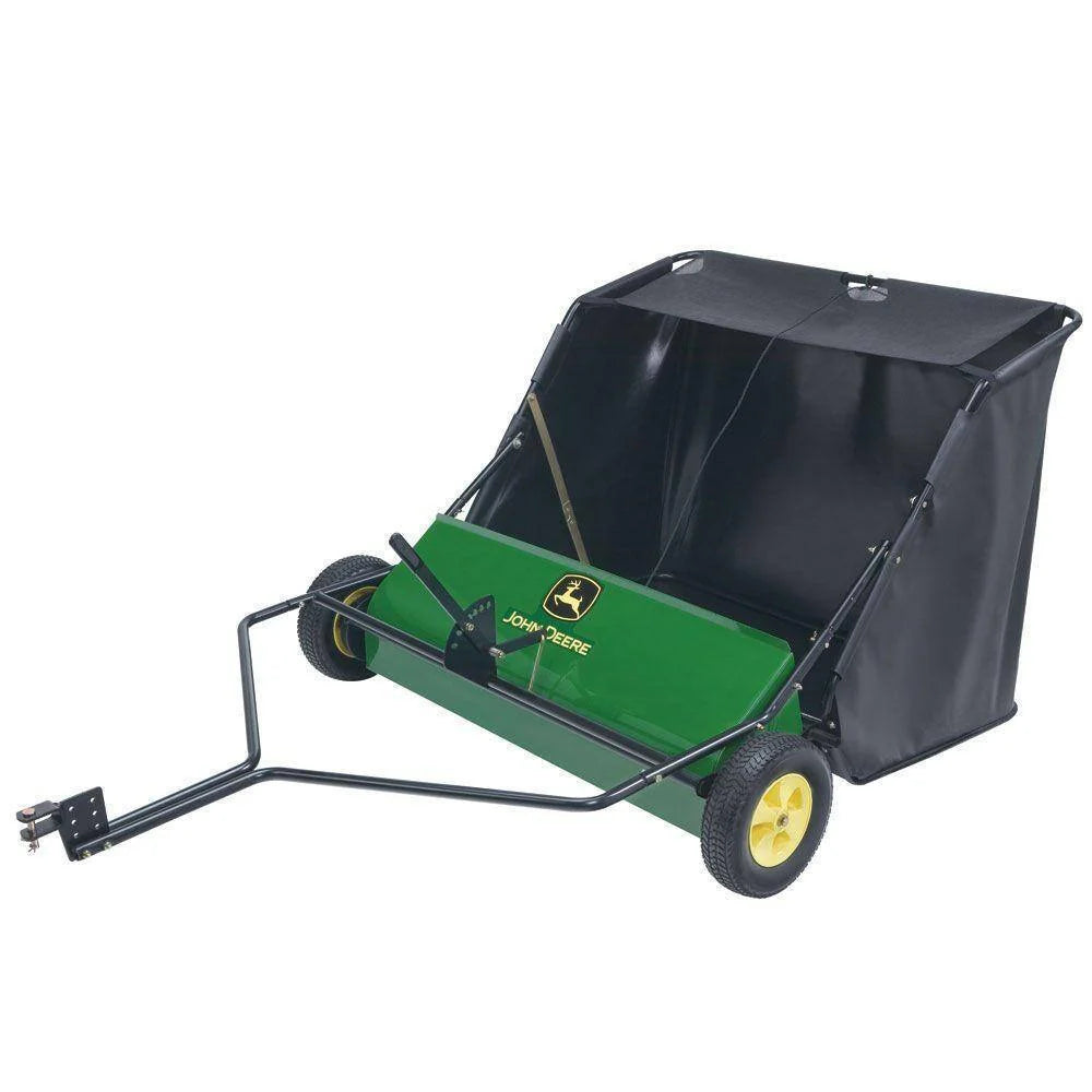John Deere 42�� trailed lawn sweeper, 24 cubic foot capacity, adjustable brushes