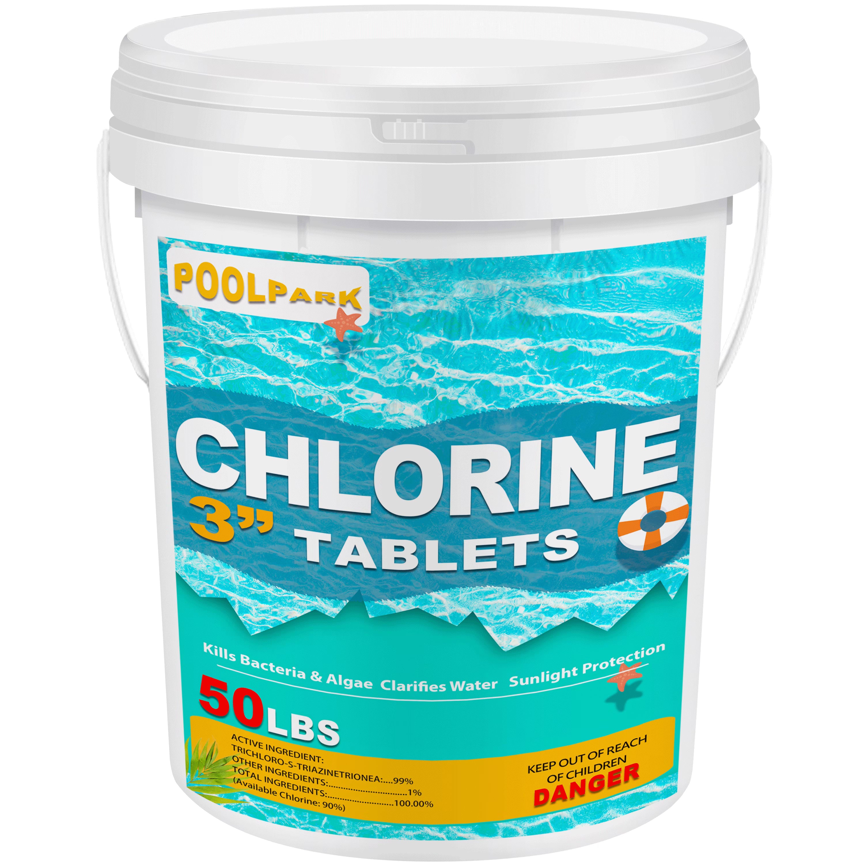 50 lbs 3" Chlor Tabs for Swimming Pools, Tablets, Chlorine Pool Chemicals