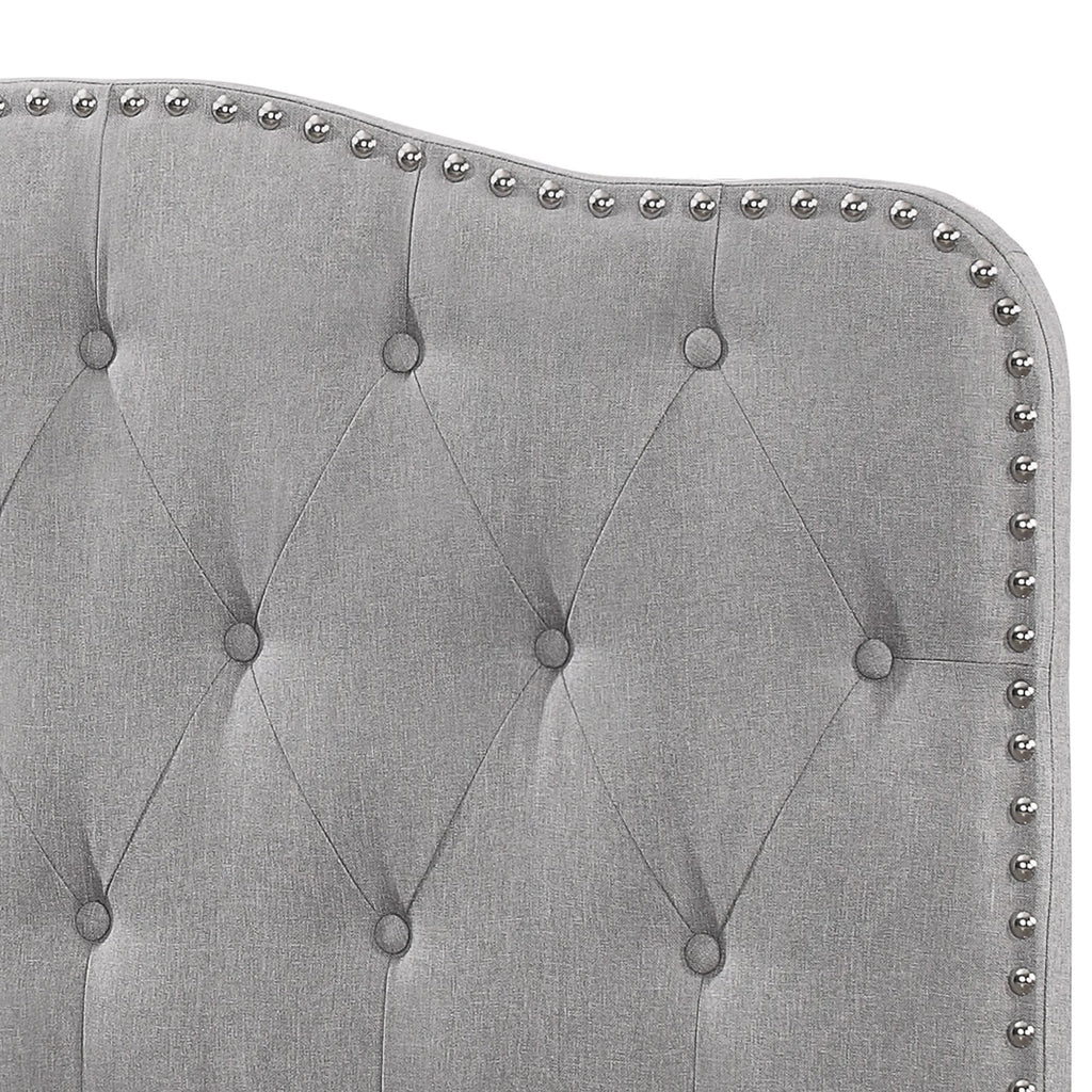 Tufted Gray Linen Headboard for Queen and Full Bed
