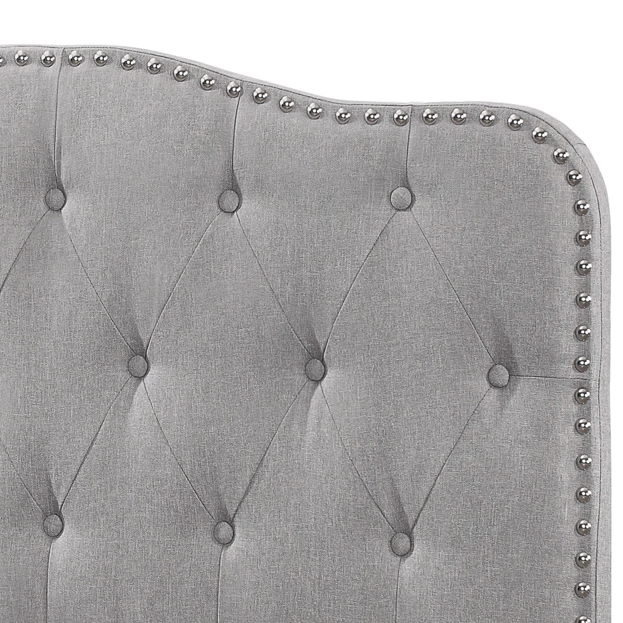 Tufted Gray Linen Headboard for Queen and Full Bed