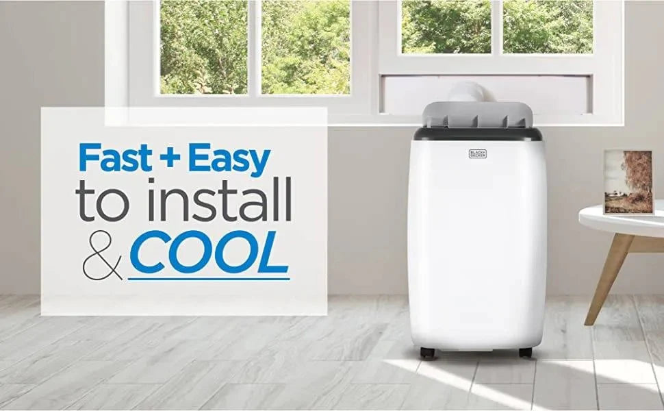 BLACK+DECKER Portable Air Conditioner with 14,000 BTU, Heating Function and Remote Control, White