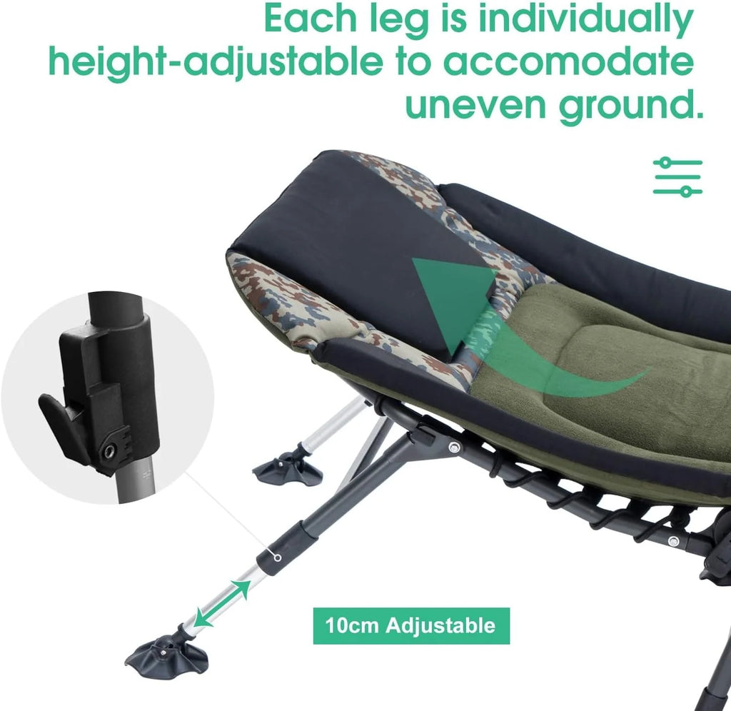 Camping Cots for Adults 330Lbs with Carry Bag, Heavy Duty Folding Bed with Soft Padded Cushion, Portable Military Cot for Hunting, 180�� Adjustable Reclining Outdoor Lounger