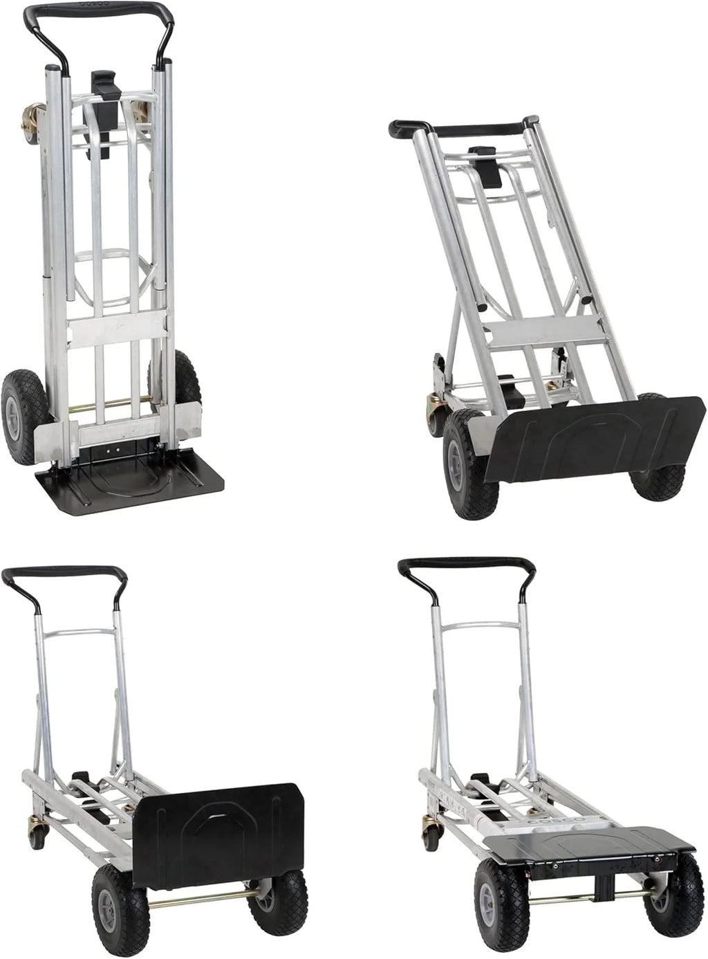 4-in-1 folding hand truck with puncture-proof wheels