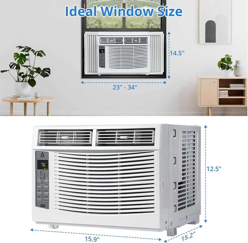 GAOMON Smart 6000 BTU Window Air Conditioner ?C WiFi-Enabled AC with Remote & App Control, Timer, Sleep Mode, Easy Install Kit, Cools Rooms Up to 350 Sq. Ft, 115V, White