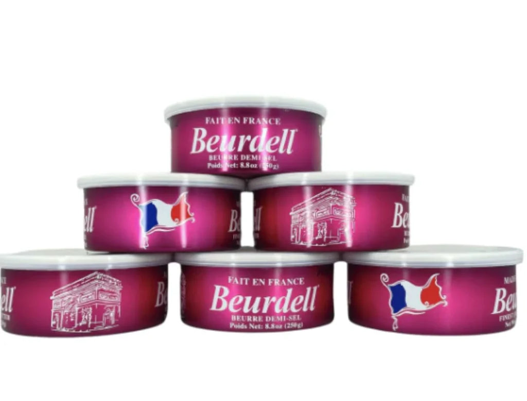 Beurdell Canned French Butter �C 100% Natural Salted Pasteurized Real Butter | Long Shelf Life Emergency Survival Food | Great for Cooking, Baking, RV & Camping | Pull Top Lid | Pack of 24 | France