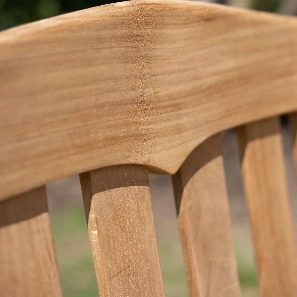 Ash & Ember Hawthorne Grade A Teak 53" Bench, Seats 2 People Comfortably, Weather Resistant Indoor Outdoor Solid Wood Patio Furniture with Tightly Spaced Slats, Bowed Back, Armrests
