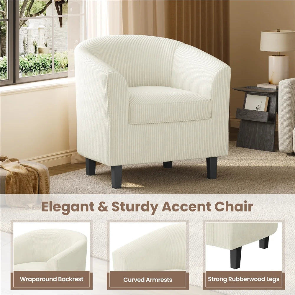 Renwick Faux Leather Barrel Accent Chair for Living Room, Set of 2, Black