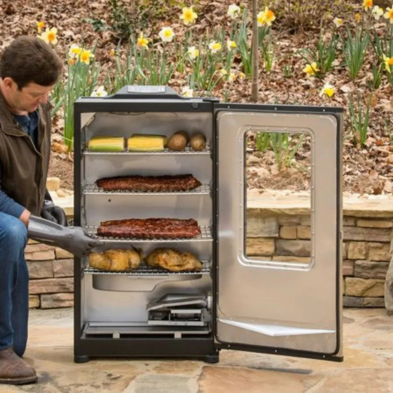 Masterbuilt 40-inch Bluetooth Digital Electric Smoker made of stainless steel