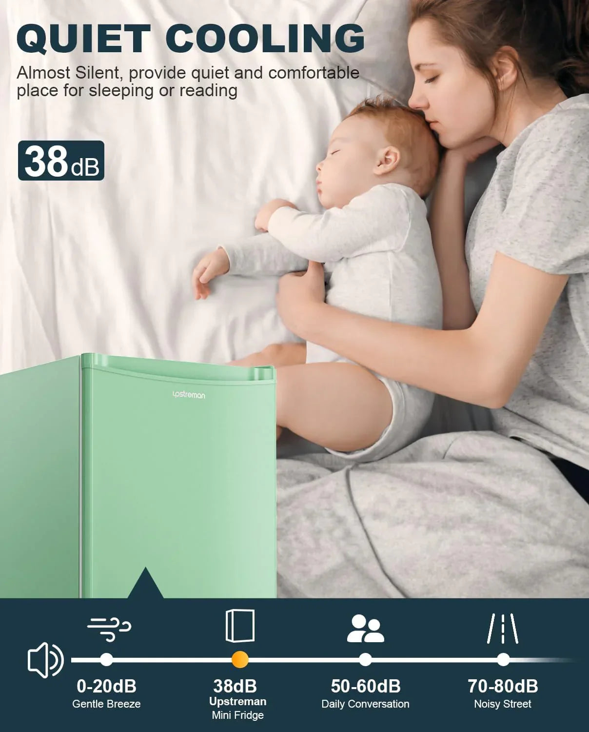 Upstreman 3.2 Cu.Ft Mini Fridge Freezer Single Door Fridge Dorm Fridge Adjustable Thermostat