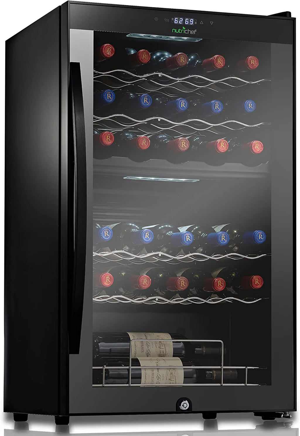 NutriChef 33 Bottle Dual-Zone Refrigerator PKCWCDS335
