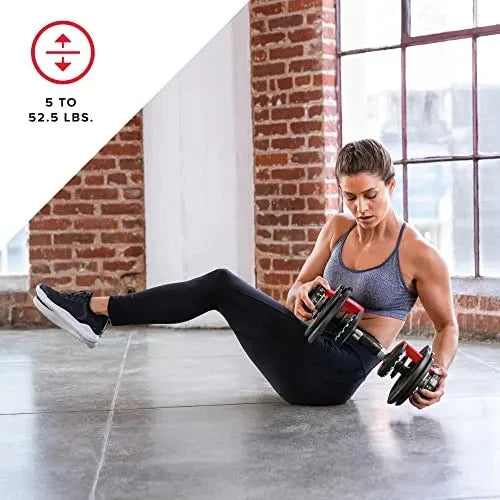 Bowflex SelectTech 552 Adjustable Dumbbells (pair), 2.3�C23.8 kg, space-saving home fitness equipment