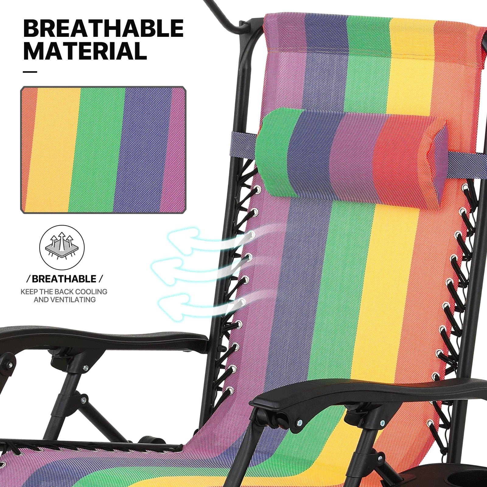 MoNiBloom Zero Gravity Chairs Set of 2, Folding Outdoor Patio Beach Recliner with Canopy Shade & Headrest, Black