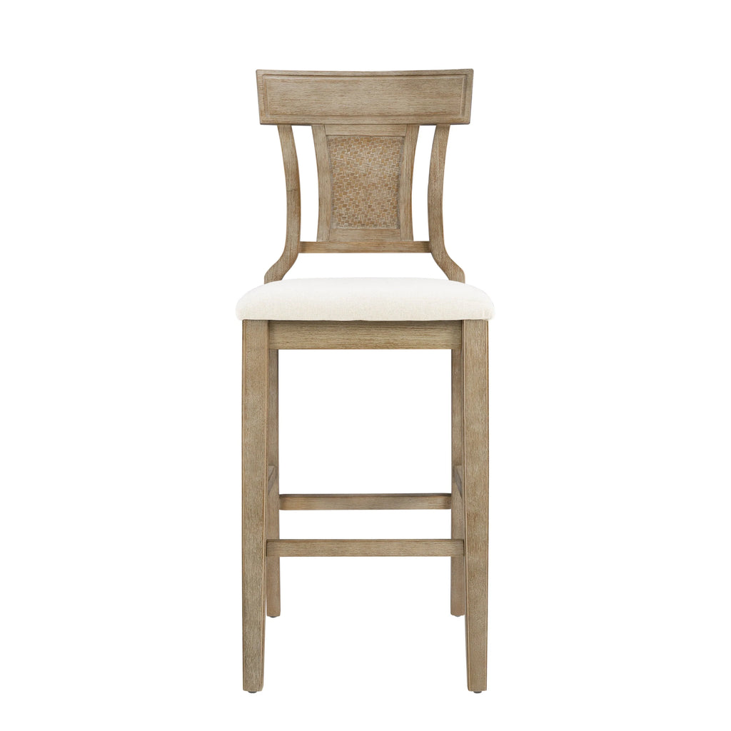 Linon Rylan 30" Bar Stool, Rustic Brown Finish with Beige Fabric