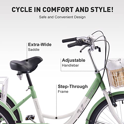 Viribus Adult Tricycle, 7 Speed Tricycle for Adults, 24" 3 Wheel Bikes for Adults with Baskets