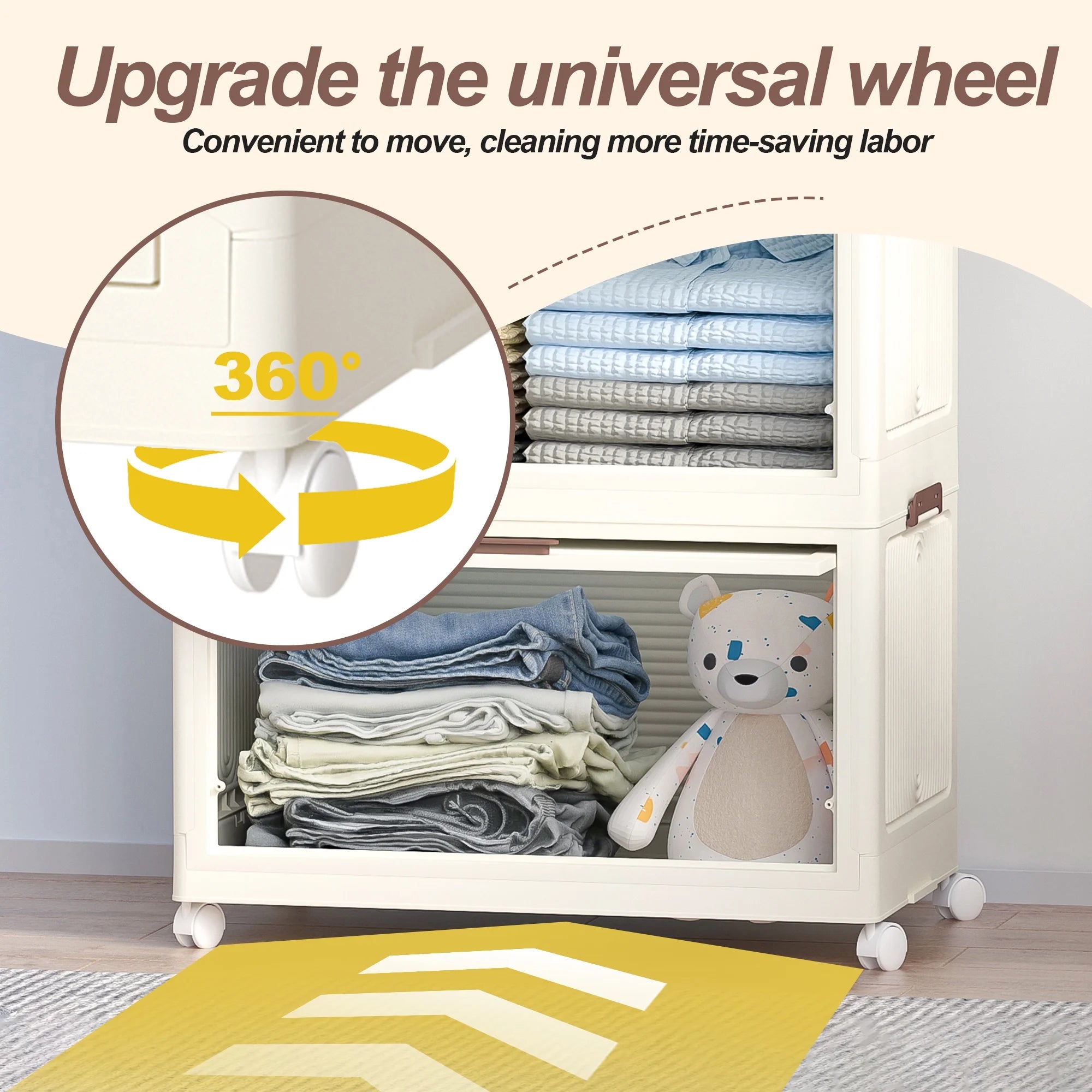 Montary Kids Portable Wardrobe w/ Magnetic Doors & Hanging Rod - 4-Cube Plastic Storage Cabinet,Nursery/Bedroom
