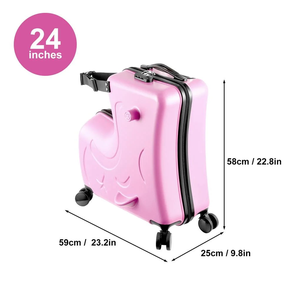 VAHIGCY Kids Luggage, Kids Ride-on Luggage with Spinner Wheels Suitcase, Kid's Ride-On Suitcase Help Your Child Relax, Carry On Trolley Luggage with Password Lock, 20"
