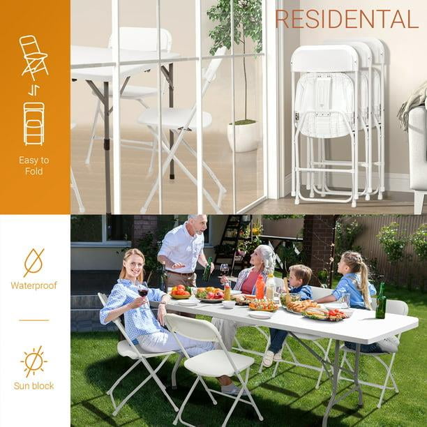 UBesGoo 10 Packs Plastic Folding Chairs Wedding Banquet Seat Party Event Chair for Adults