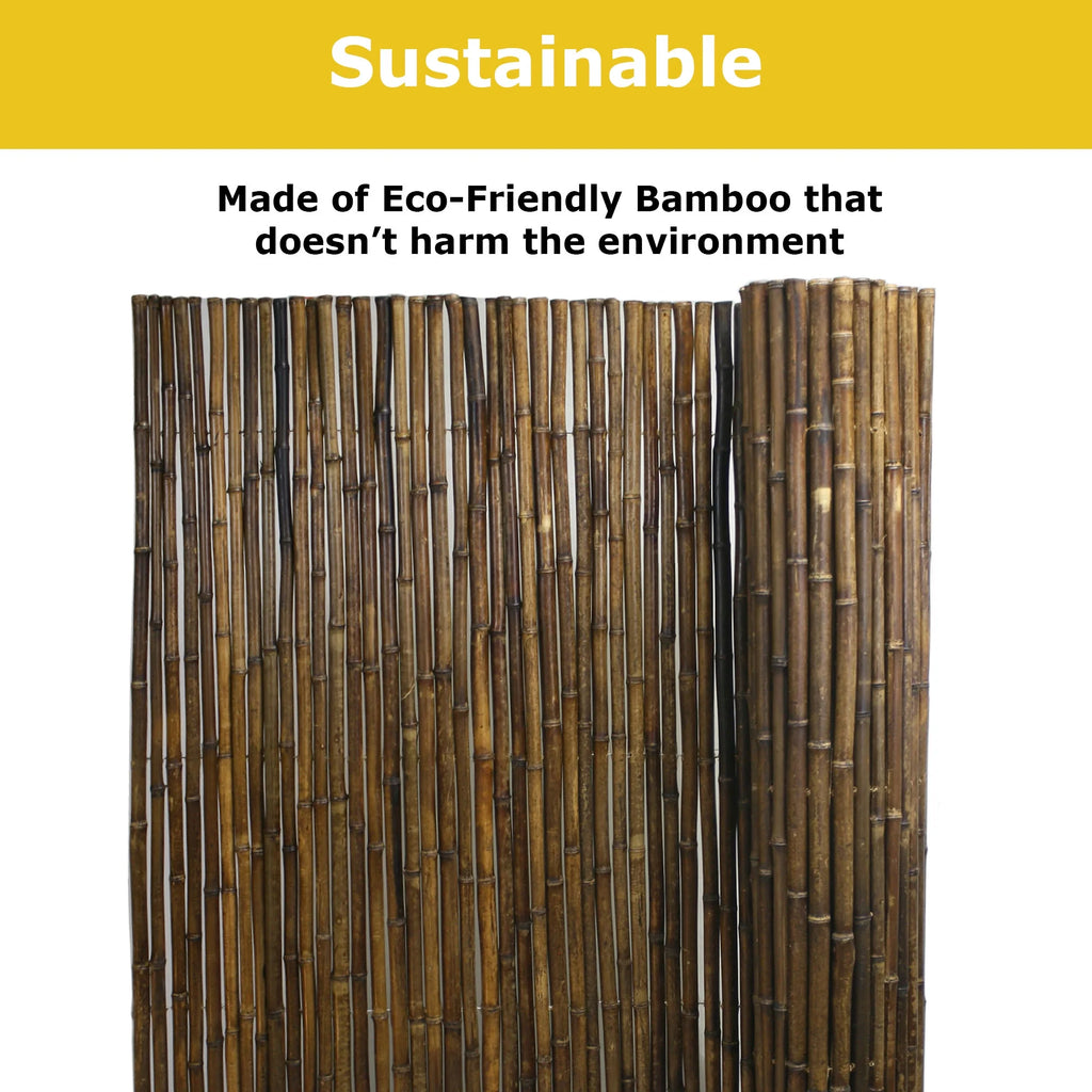 Backyard X-Scapes Bamboo Fence Panel, Natural Black, 4' H x 8' L