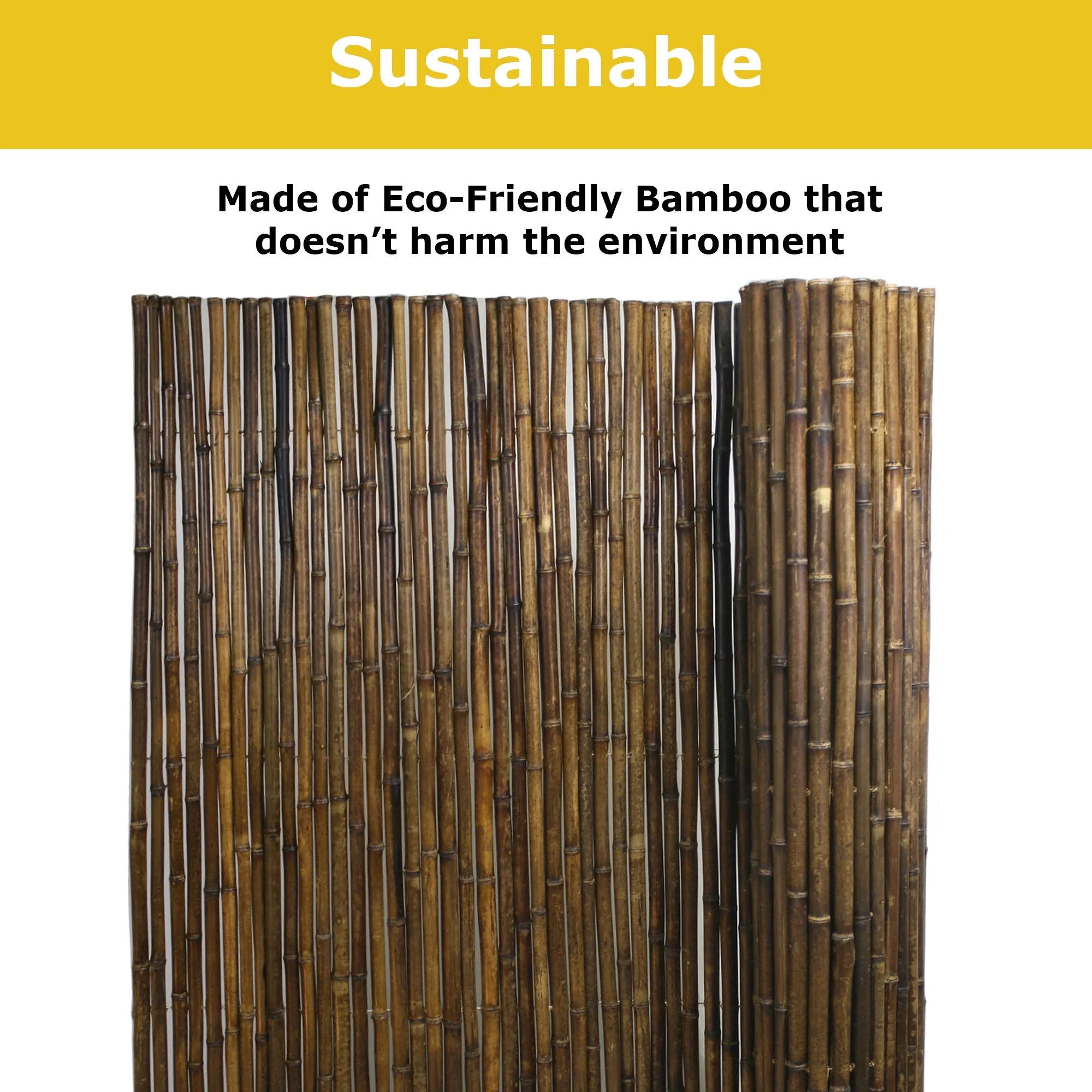 Backyard X-Scapes Bamboo Fence Panel, Natural Black, 4' H x 8' L