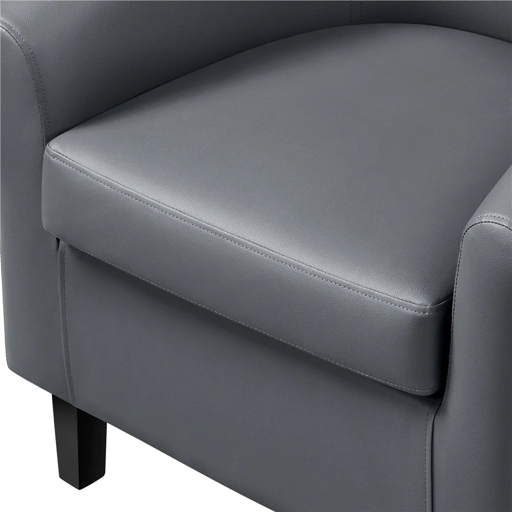 Renwick Faux Leather Barrel Accent Chair for Living Room, Set of 2, Black