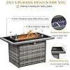 LayinSun 44" Propane Gas Fire Pit Table, 55000 BTU Rectangular Fire Pit with Glass Wind Guard for Outside Patio Deck Garden Backyard