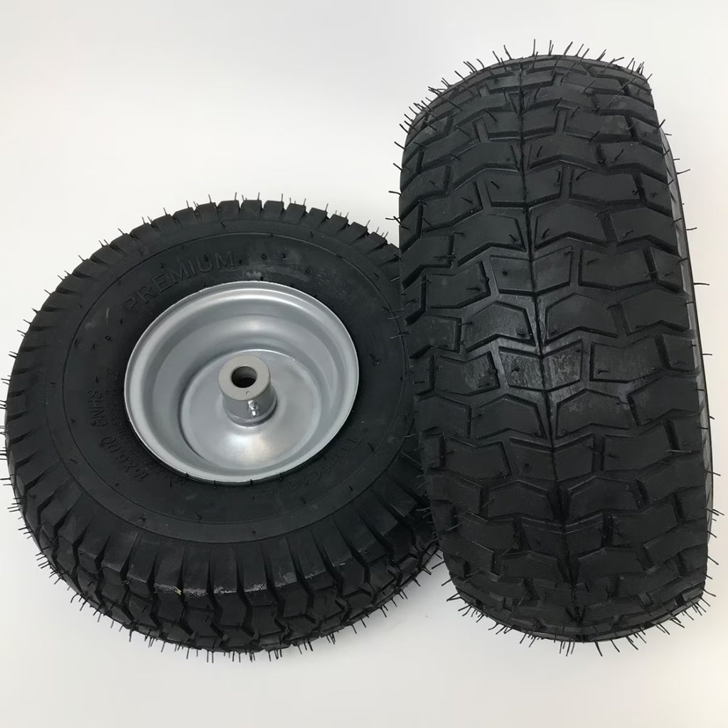 Set of 2 - 15x6.00-6 Silver Lawn Mower Replacement Wheel - Fits 3/4 Inch Axle
