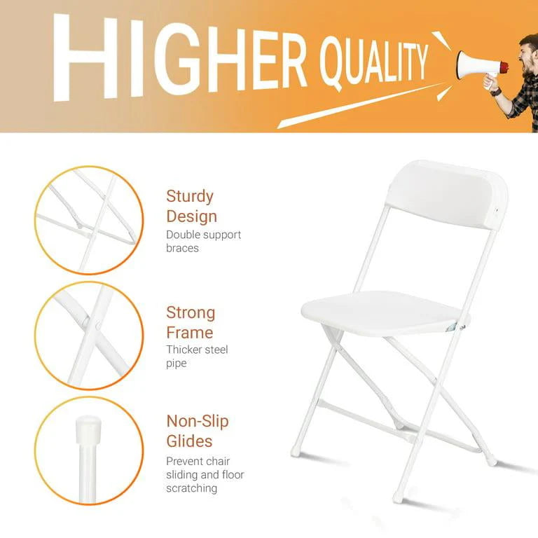 UBesGoo 10 Packs Plastic Folding Chairs Wedding Banquet Seat Party Event Chair for Adults