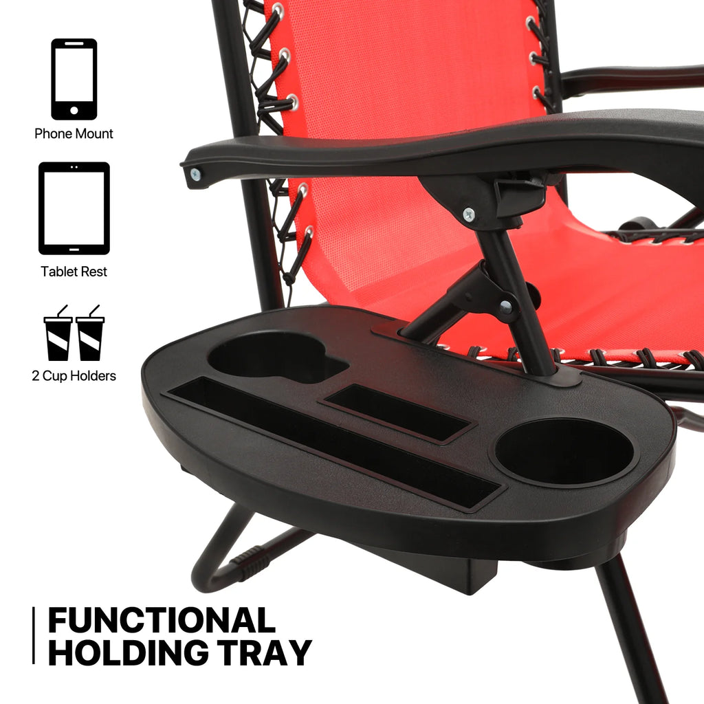 MoNiBloom Zero Gravity Chairs Set of 2, Folding Outdoor Patio Beach Recliner with Canopy Shade & Headrest, Black