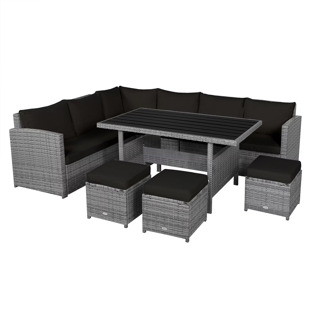 7-piece Outdoor Rattan Patio Furniture Set Black