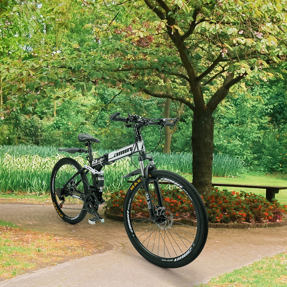 Artudatech Folding Mountain Bike 26 Inch Shimano 21 Speed Dual Disc Brake - Adult - Red