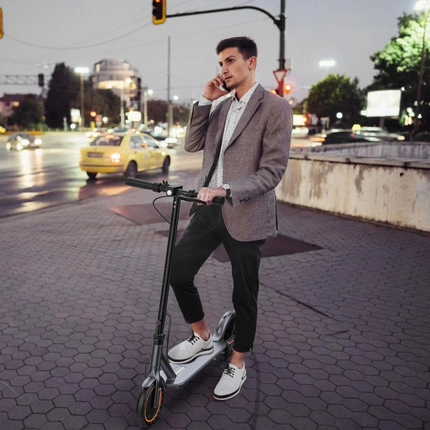 Electric scooter, 350W/500W powerful motor, 8.5"/10" solid rubber tires, 19/22 mph, 28/21/12 mile range, dual brakes