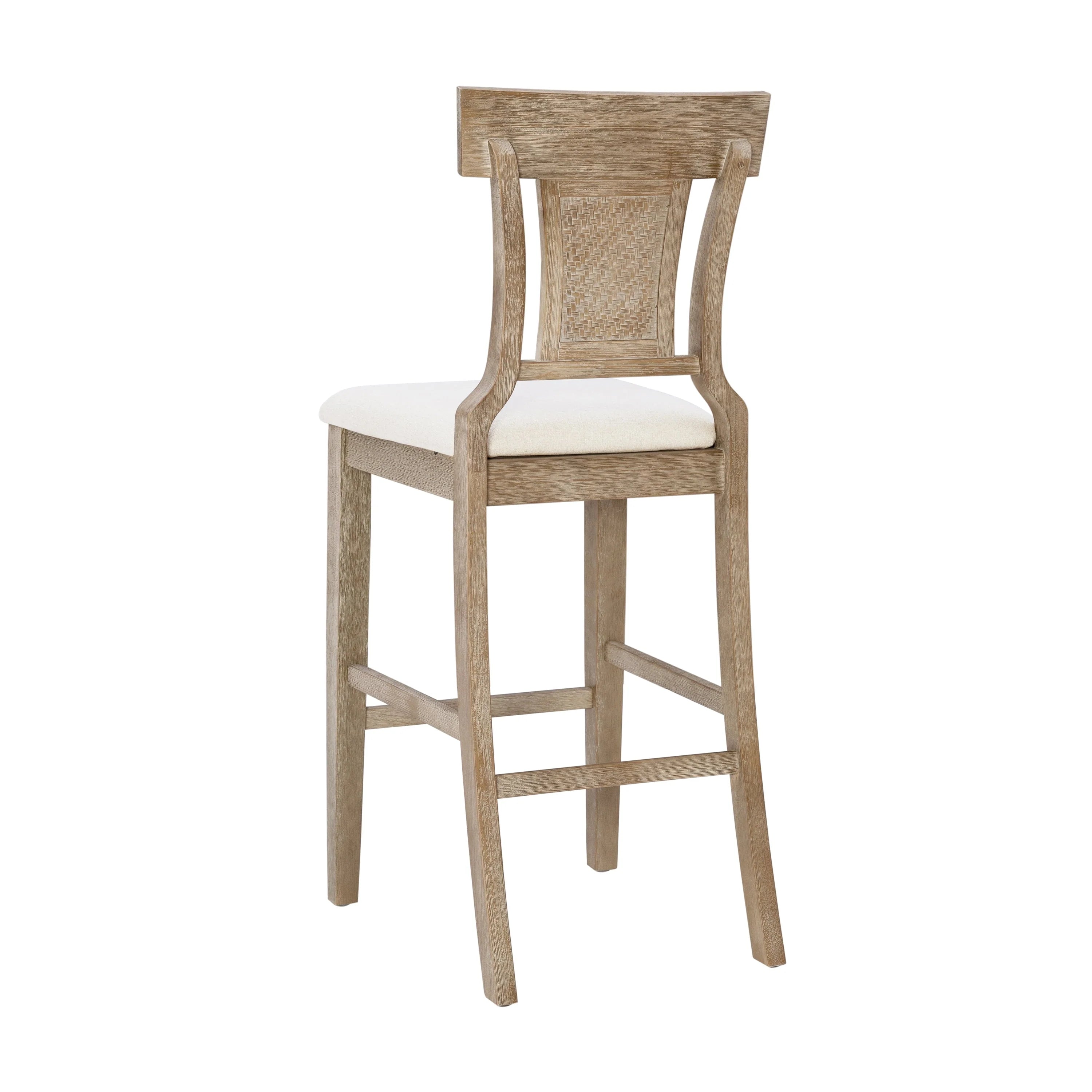 Linon Rylan 30" Bar Stool, Rustic Brown Finish with Beige Fabric